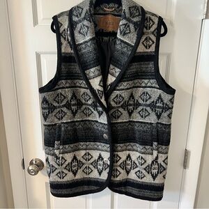 VINTAGE Woolrich women’s wool vest black/gray Southwestern Made in USA Large
